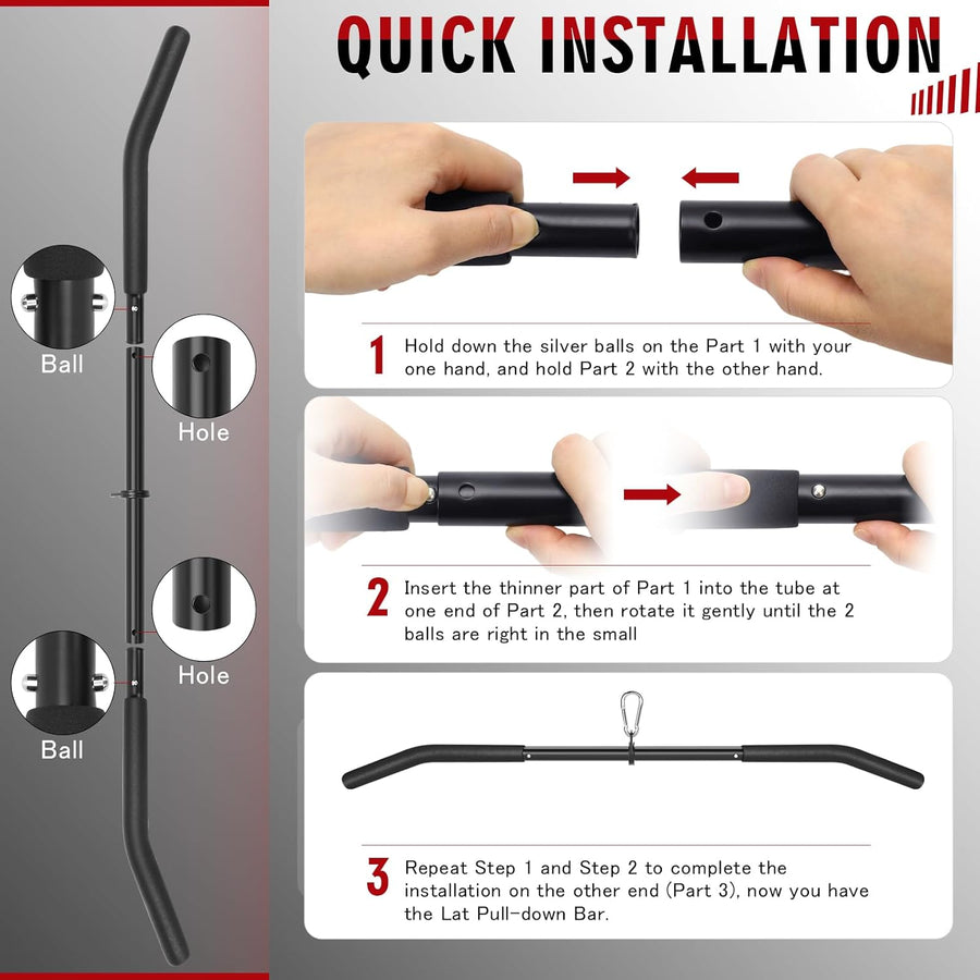 39.7'' Lat Pulldown Bar with 360° Rotation, Curl Tricep Press Down for Strength Workouts