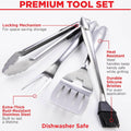 Alpha Grillers Grilling Accessories - Grilling Gifts for Men - BBQ Accessories Grill Tools Set with Spatula, Fork, Brush & Tongs - Outdoor Barbecue Utensils Gifts for Men Dad Him Boyfriend