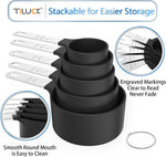 TILUCK Measuring Cups & Spoons Set, Stackable Cups and Spoons, Nesting Measure Cups with Stainless Steel Handle, Kitchen Gadgets for Cooking & Baking (Black)
