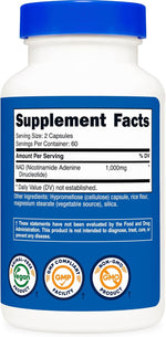 Nutricost NAD+ Supplement 1,000mg per Serving,120 Capsules (Nicotinamide Adenine Dinucleotide) - 60 Servings, Gluten-Free, Vegan