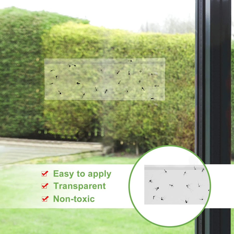 50 Pack Window Fly Trap, Fruit Fly Traps for Indoors, Fly Paper Sticky Strips, Fly Traps for Indoors Clear