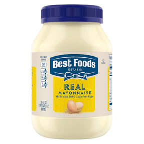 Best Foods Real Mayonnaise Mayo Jar For A Creamy Sandwich Spread or Condiment Gluten-Free, Made With 100% Cage-Free Eggs 30 oz