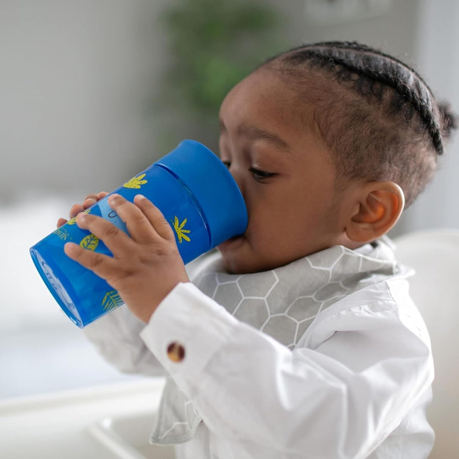 Dr. Brown's Polypropylene (PP) Milestones Cheers 360 Sippy Training Cups for Babies and Toddlers - Blue/Green - 10oz - 2-Pack - 9m+