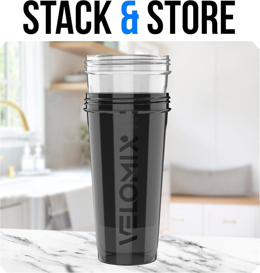 Velomix 28oz Protein Shaker Bottles - 2 Pack, Leak-Proof