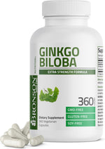 Bronson Ginkgo Biloba Extra Strength Supports Brain Function & Memory Support, 120 Vegetarian Capsules
