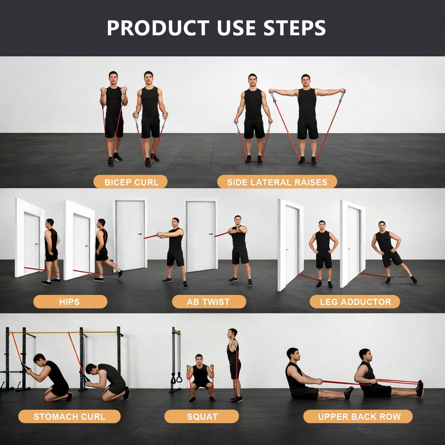 VEICK Resistance Bands - 5 Workout Bands with Handles for Home Fitness