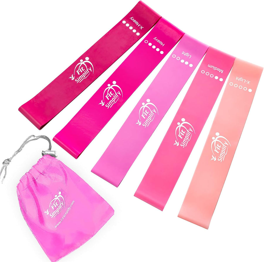 Fit Simplify Resistance Loop Bands - Set of 5 with Carry Bag & Guide