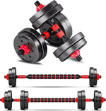Adjustable Dumbbells Set - 30 LBS Weight Plates, 3-in-1 Barbell, Home Gym Equipment