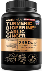 4-in-1 Turmeric Joint Support Supplements with Garlic and BioPerine - 2360 mg High Potency Herbal Blend for Mobility, Everyday Flexibility, Digestive Comfort, and Active Aging Support (120ct)