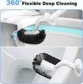 HAMITOR Toilet Bowl Brush Holder Set: Curved Design with Holder for Deep Cleaning Under Rim - Compact Hidden Scrubber for Small Space - Modern RV Bathroom Accessories - White