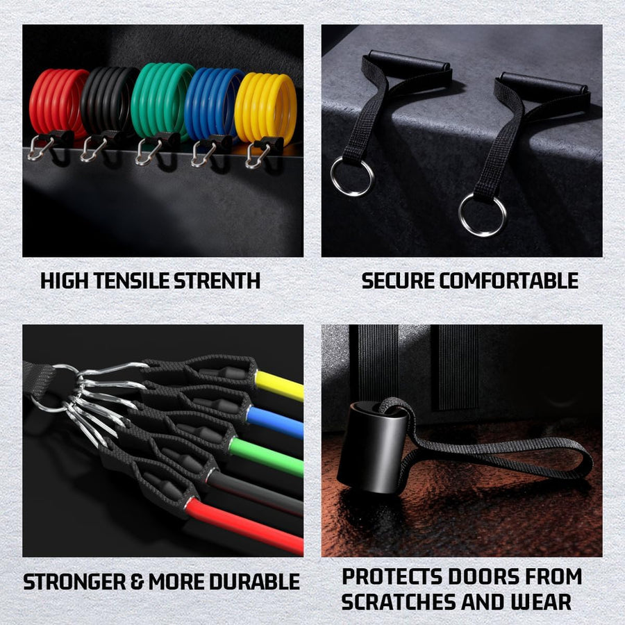 VEICK Resistance Bands - 5 Workout Bands with Handles for Home Fitness