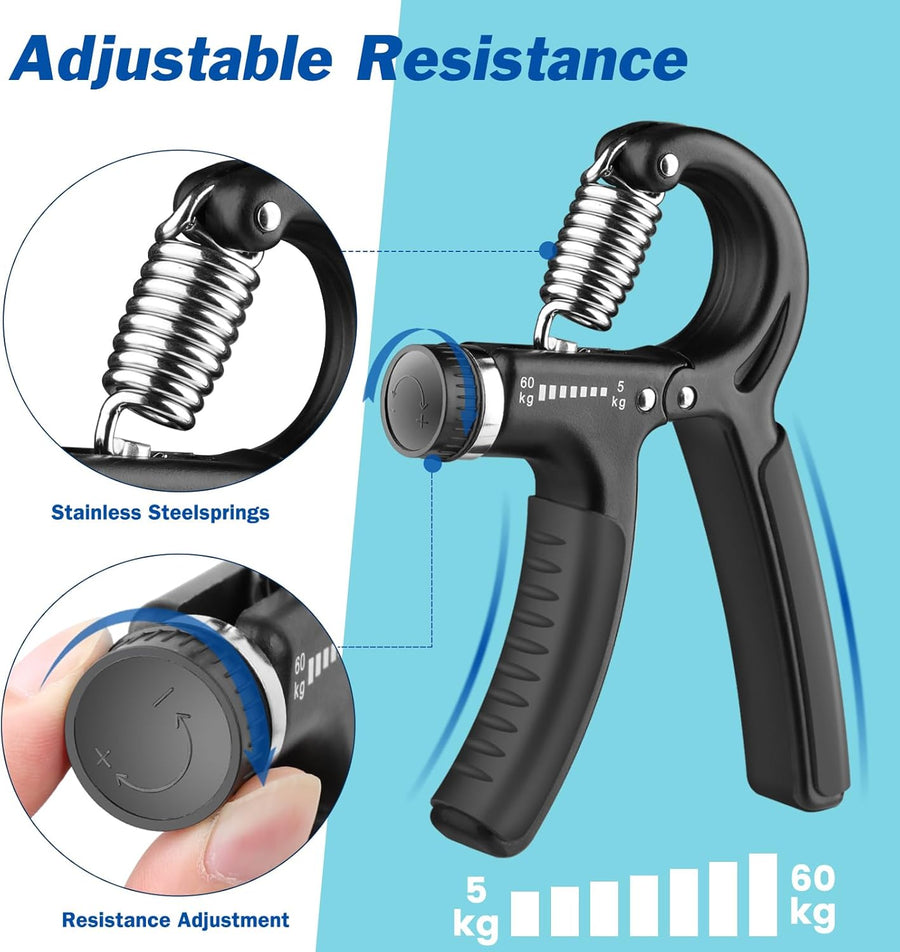 AIXPI Grip Strength Trainer - Adjustable 11-132 lbs Resistance, Forearm Exerciser for Muscle Building & Injury Recovery
