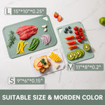 Plastic Cutting Board Set of 3-Cutting Boards for Kitchen BPA Free, Large-Small Chopping Boards Non-Slip for Cooking Camping Dishwasher Safe, Reversible, with Grip Handle, 15"×10"×0.6" Green