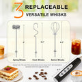 YUSWKO Black Handheld Milk Frother Wand for Coffee, Rechargeable Electric Whisk with 3 Heads 3 Speeds Drink Mixer Coffee Frother For Latte, Cappuccino, Hot Chocolate, Egg