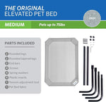 Coolaroo Original Elevated Dog Bed - Breathable Off-The-Ground Pet Bed with Cooling Fabric, Joint Relief & Moisture-Resistant Fabric, 100% Recyclable, Easy Clean, Grey, Medium