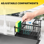 Cisily Kitchen Sink Caddy Organzier with High Brush Holder, Sponge Holder for Sink, 304 Rustproof Stainless, Kitchen Countertop Soap Dispenser Organizer, Kitchen Decor and Accessories