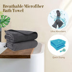 Orighty Bath Towels Pack of 2(27'' x 54'') - Soft Feel, Highly Absorbent, Quick Drying Microfiber for Body, Sport, Yoga, SPA, Fitness - Grey