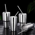 Hiware 12-Pack Reusable Stainless Steel Metal Straws with Case - Long Drinking Straws for 30 oz and 20 oz Tumblers Dishwasher Safe - 2 Cleaning Brushes Included