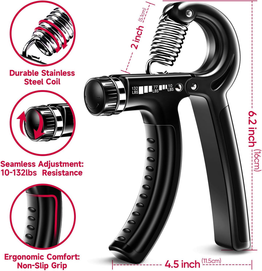 FitBeast Grip Strengthener Kit - 5 Adjustable Resistance Hand Grips for Forearm Workout