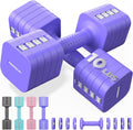FEIERDUN 5-in-1 Adjustable Dumbbell Set, 12LBS/20LBS Hand Weights for Home Gym