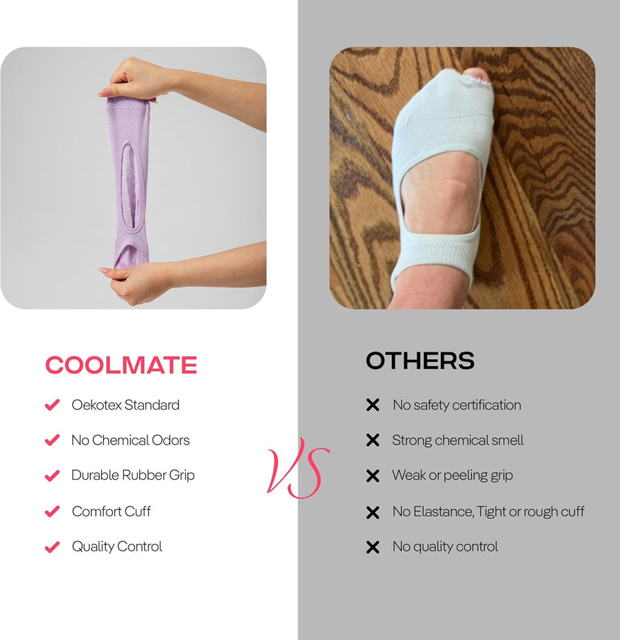 CoolMate Pilates Socks for Women, Non-Slip Yoga Socks