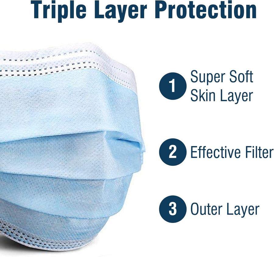 WECARE 3 Ply Disposable Face Mask 50 Pack Individually Wrapped Printed Masks