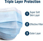 WECARE 3 Ply Disposable Face Mask 50 Pack Individually Wrapped Printed Masks
