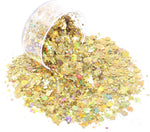 Holographic Chunky Glitter, Set of 12, Licool Craft Glitter for Resin Art Crafts, Cosmetic Glitter for Nail Body Face Eye, Epoxy Resin Sequin Flake Sparkle for Slime Tumbler Jewelry Making