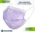 HALYARD FLUIDSHIELD 1 Disposable Procedure Mask with SO SOFT Lining and SO SOFT Earloops, Lavender, 25868 (Box of 50)