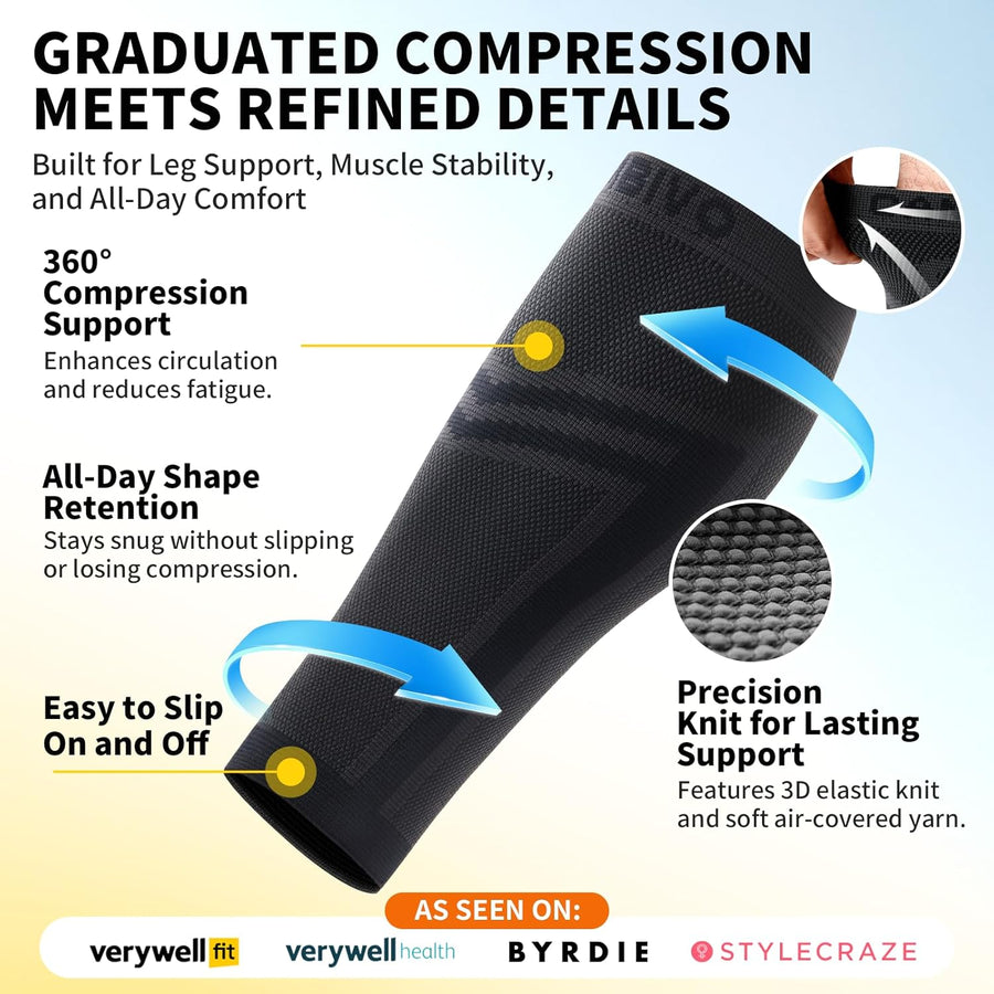 CAMBIVO Calf Compression Sleeve Men & Women- Shin Splint Brace Support for Legs Pain Relief, Varicose Vein Treatment
