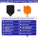 2 Leather Fly Swatter for Indoors. Long Handle, Heavy Duty Fly Swatter Manual Multi Pack. Flyswatters Heavy Duty Flyswatter 2 pack. Flies Swater Includes 4 Sticky Window Bug Traps. Mata Moscas Outdoor