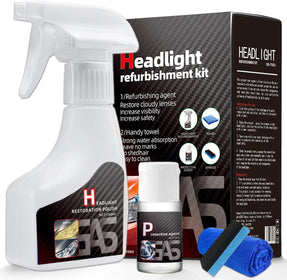 Car Headlight Restoration Polishing Kits Headlamp Repair Kits Car Light Polisher Cleaning Kits Ceramic Coating Spray Shiny Stuff Headlight Cleaner-6.3Fl.Oz