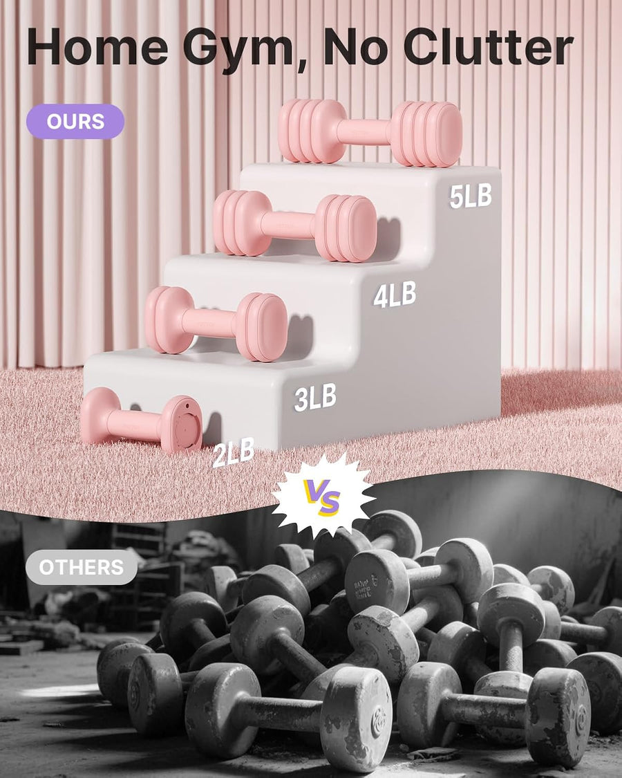 YOTTOY Adjustable Dumbbell Set of 2, 4-in-1 Hand Weights for Women