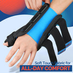 FEATOL Carpal Tunnel Wrist Brace Night Support, Thumb Spica Splint Right Hand for De Quervains Tenosynovitis, Tendonitis, Thumb Brace for Women Men, Black Blue, Small/Medium