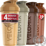 VELOMIX 28 Oz Protein Shaker Bottle, 4-Pack, Leak-Proof, Dishwasher Safe