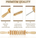 Liitrton Manual Wooden Fascia Massage Roller Trigger Points Straight-9-Wheel for Cellulite Sore Muscle