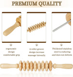 Liitrton Manual Wooden Fascia Massage Roller Trigger Points Straight-9-Wheel for Cellulite Sore Muscle