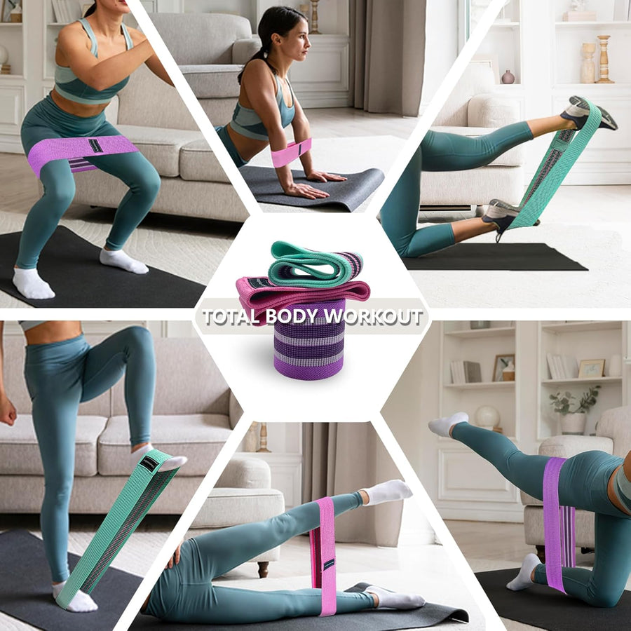 3-Level Fabric Resistance Bands for Strength Training, Rehab, Yoga