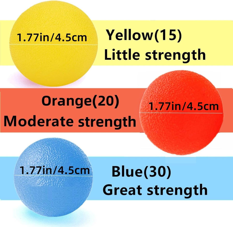 3 Resistance Hand Therapy Balls, Stress Relief Squeeze Balls for Physical Therapy