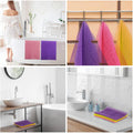 UJFQBH 3 Pieces African Bath Sponge African Net Long Net Bath Sponge Exfoliating Shower Body Scrubber Back Scrubber Skin Smoother,Great for Daily Use (Pink,Yellow,Purple)