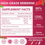 NATURE TARGET Berberine HCL 1200mg, Berberine Supplement with Ceylon Cinnamon, Chromium - Supports Immune, Gastrointestinal & Digestive Health, Non-GMO, 120 Capsules