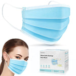 HDFK 3Ply Non-Woven Face Mask Disposable Adults Blue 50Pack with Nose Clip