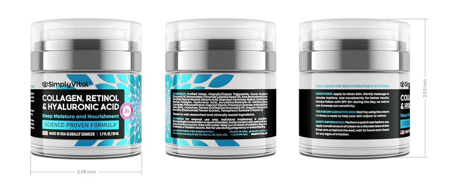 SimplyVital Anti-Aging Collagen, Retinol & Hyaluronic Face Cream – 1.7 fl.oz.