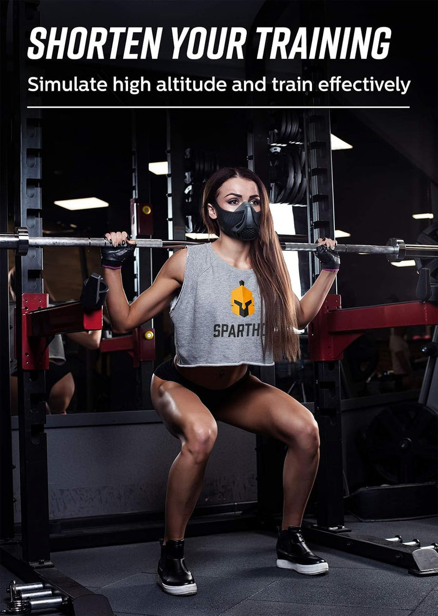 Sparthos High Altitude Mask - Simulate High Altitudes - for Gym, Cardio, Fitness, Running, Endurance and HIIT Training [16 Breathing Levels]