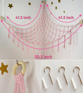 Stuffed Animal Storage Hammock Corner Net - Pink Room Decor for Teen Girls - Toys Storage Hanging Stuff Animal Organizer Holder Cute Stuff - Boho Nursery Dorm Bedoom Decor Aesthetic