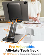 LISEN for iPad Stand Tablet Holder for Desk- Foldable Office Gifts for Men Women Desk Accessories, Home Gadgets Essentials Portable Monitor Stand for iPad a16 Accessories Bed Kindle Fire 4-15.9"