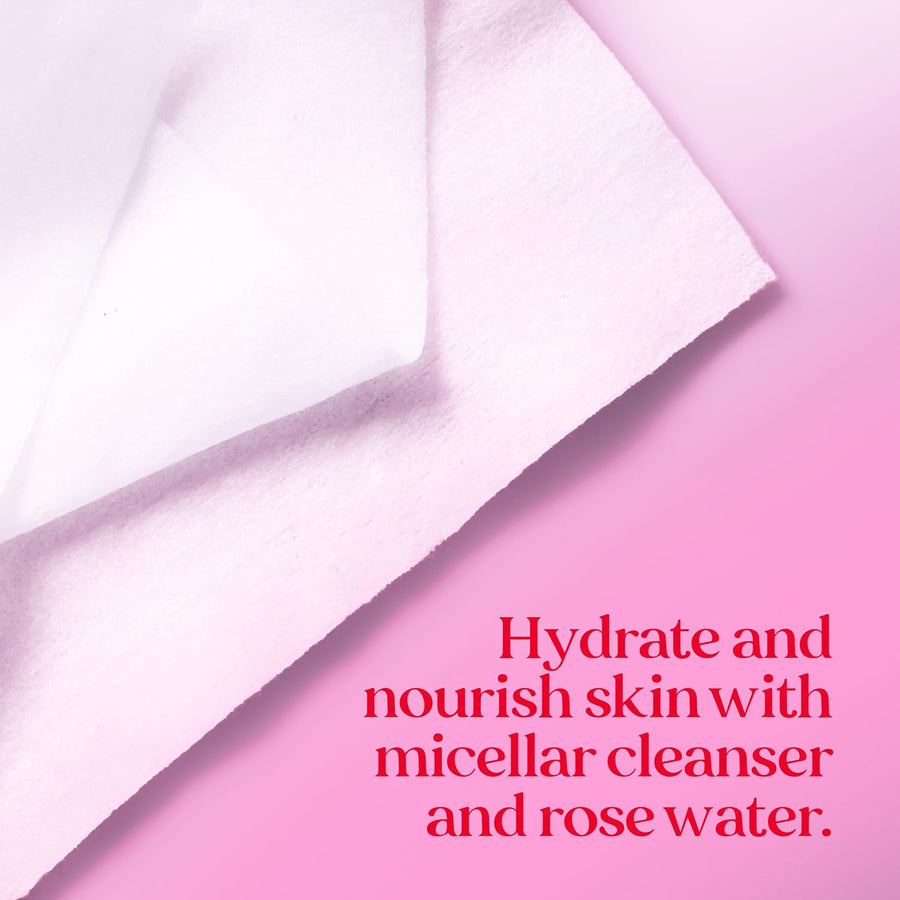Burt's Bees Stocking Stuffers, Rose Water Face Wipes, for All Skin Types, Hydrating Micellar Makeup Remover & Facial Cleansing Towelettes, Skin Care Christmas Gifts, 30 Ct (3-Pack)