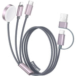 Temdan for Travel Essentials,3 in 2 USB C Cable for Apple Watch Charger/iPhone 17 Charger/Lightning,Multi Charging Cable Cord,Vacation Camping Essentials,Portable Designed for iWatch &iPhone 16-12-4FT