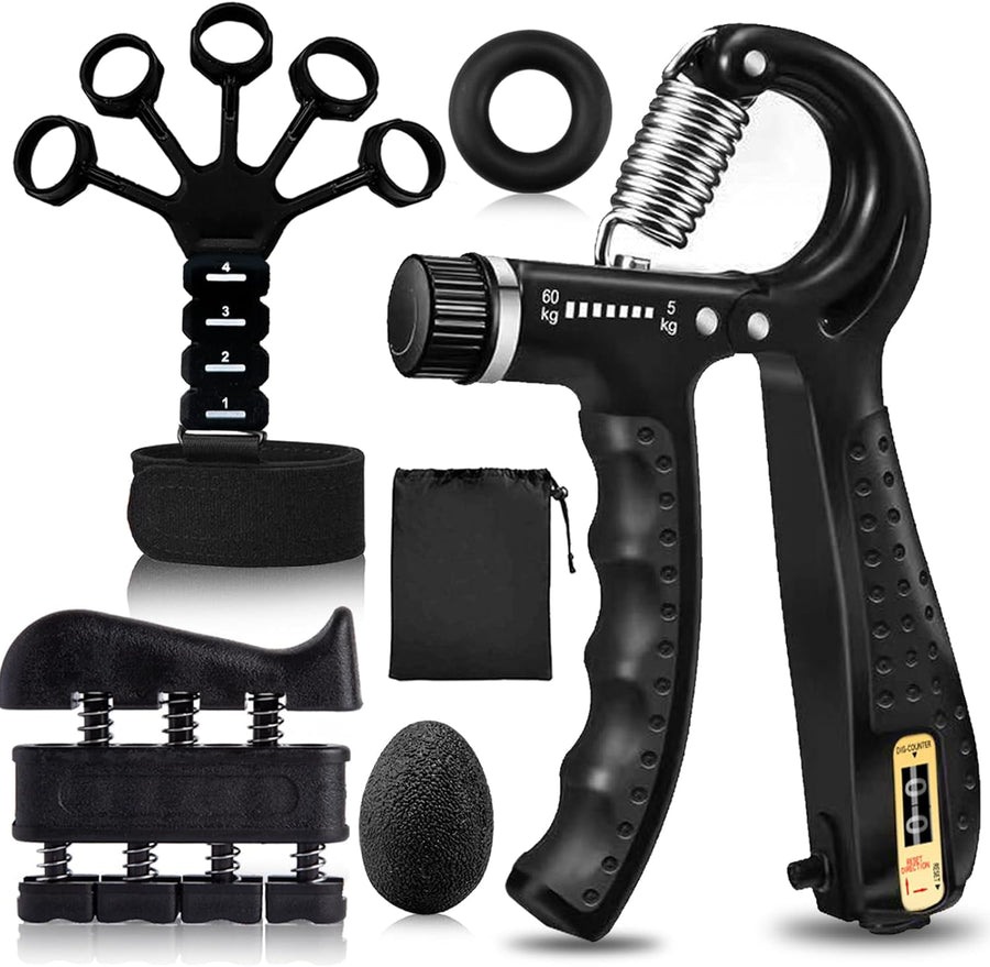 Grip Trainer Set: Forearm Strengtheners, Finger Trainers, Counting Grips, Balls (5-Pack)