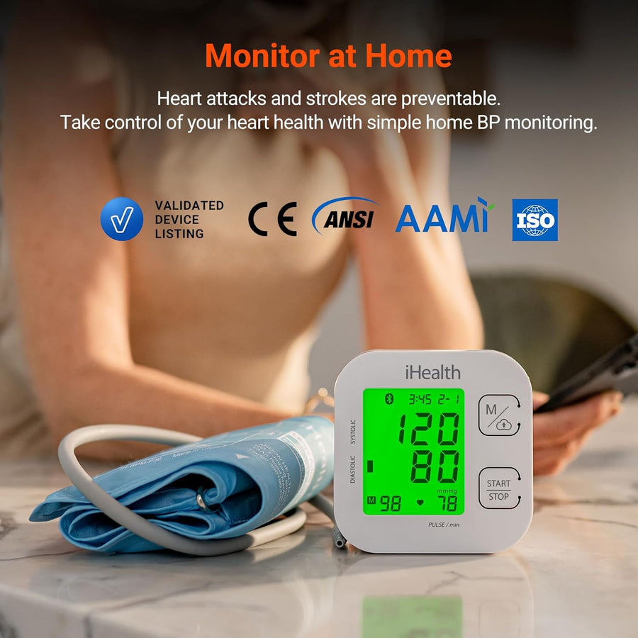 iHealth Track Smart Upper Arm Blood Pressure Monitor with Wide Range Cuff